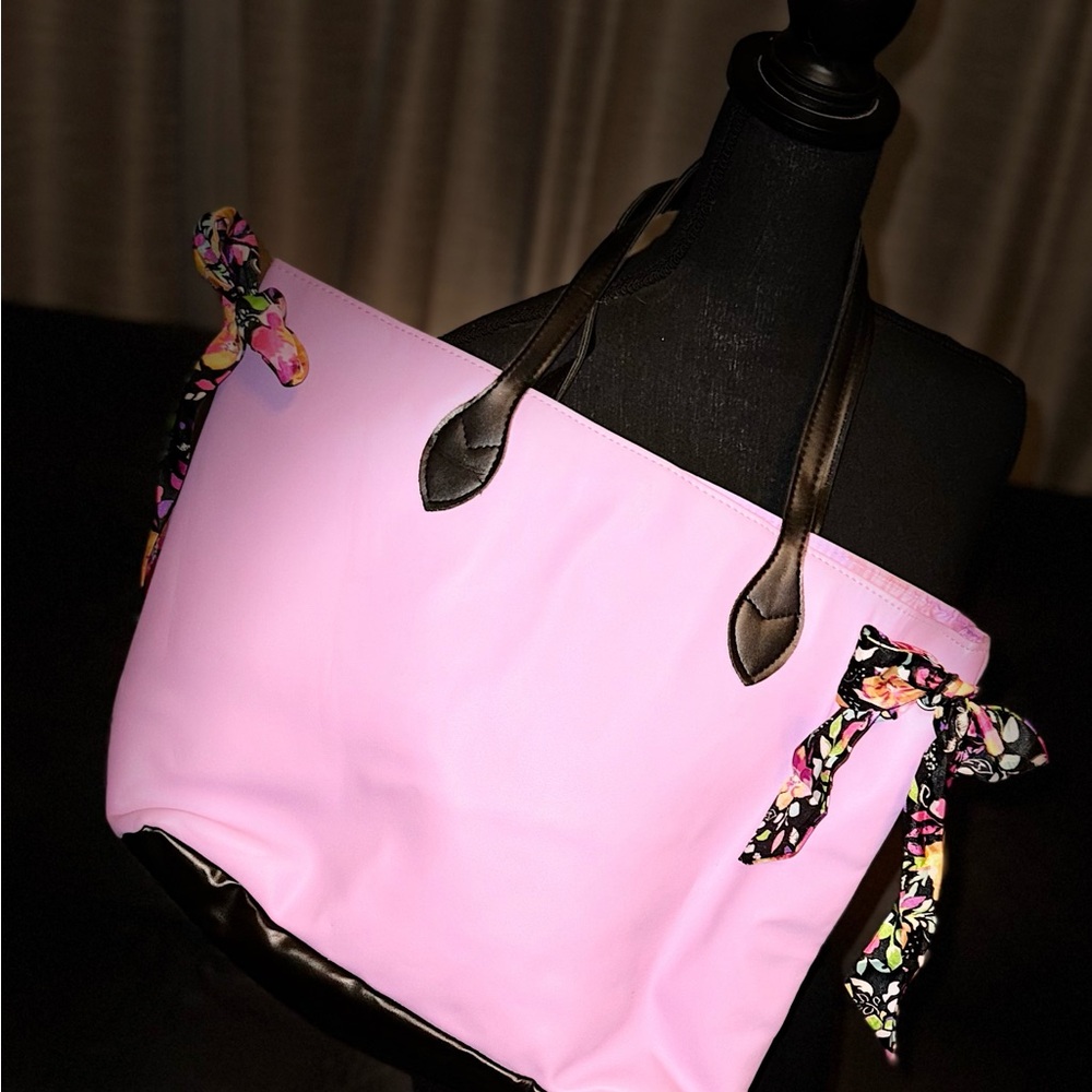 Stylish Pink Tote Bag with Black Accents